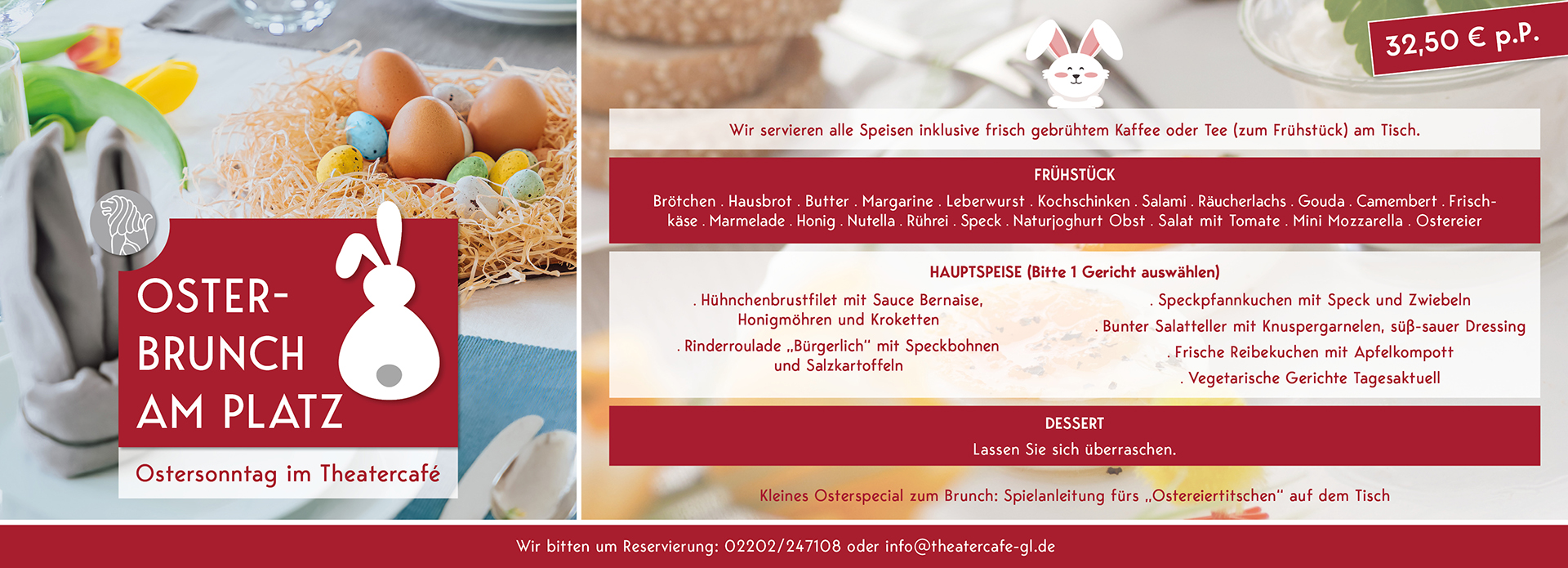 Osterbrunch 2026 im Theatercafé Bergisch Gladbach